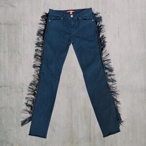 Chelsea & Violet Black Fringe Sides Skinny Ankle Jeans Women 6/28 Western Style
